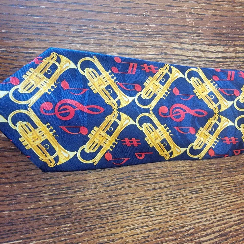 Hand made Steven Harris Mens Tie Trumpets And Musical Notes - Picture 2 of 7